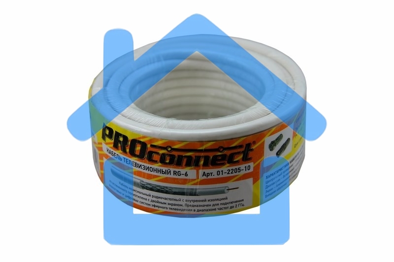 Кабель RG-6U, (48%), 75 Ом, 10м., белый 01-2205-10 PROconnect