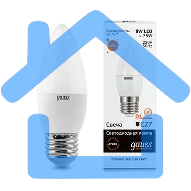 Лампа светодиодная LED Elementary Candle E27 8Вт 3000К Gauss 33218
