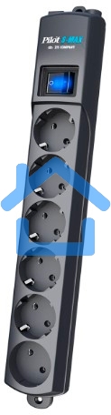 Сетевой фильтр Surge protector Pilot S Max (5 euros + 1GP), 15A/3.5kVA, automatic, 3 m, graphite