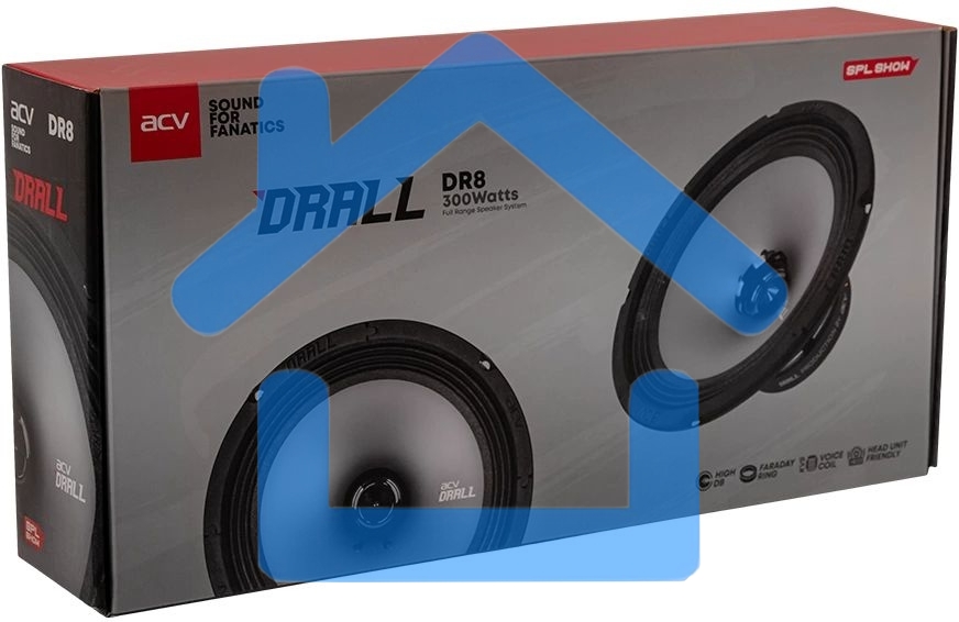 Колонки автомобильные ACV DRALL DR8 (без решетки) 300Вт 96дБ 3Ом 20см (8дюйм) (ком.:2кол.) широкополосные однополосные