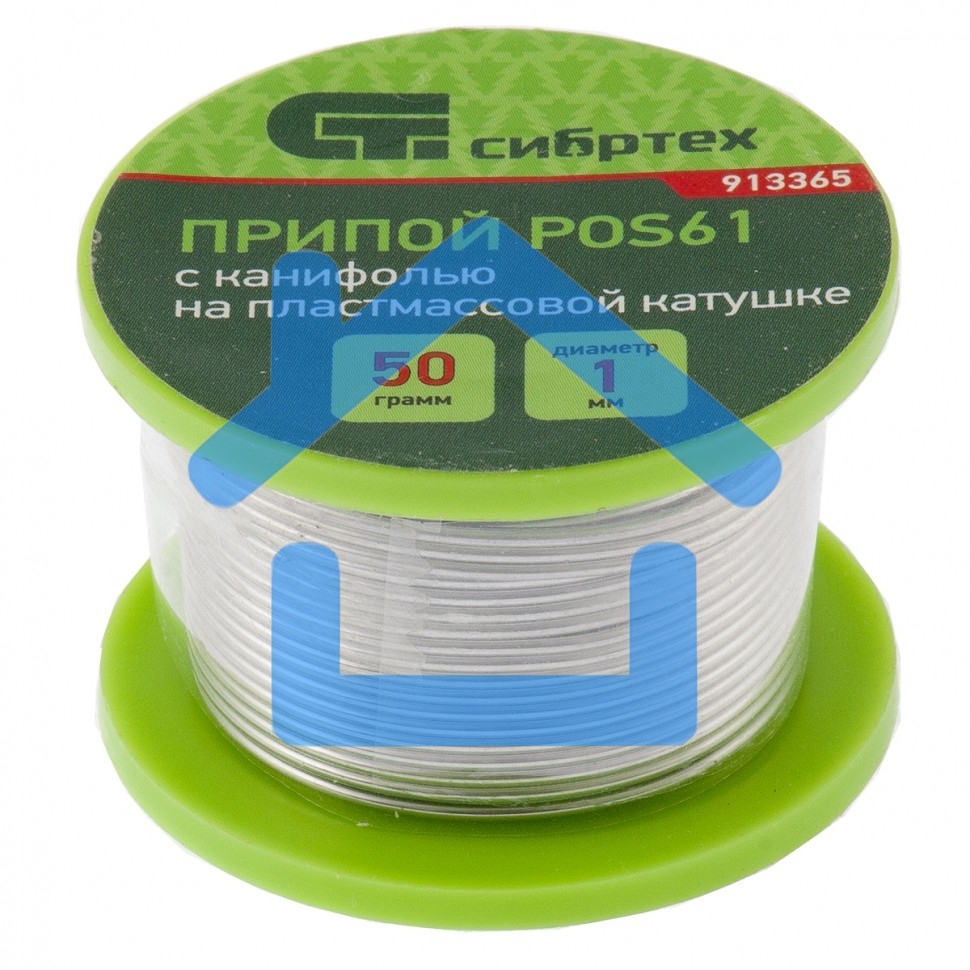 Припой с канифолью, D 1 мм, 50 г, POS61, на пластмассовой катушке Сибртех