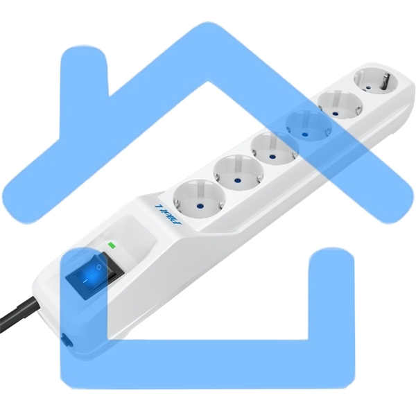 Сетевой фильтр Pilot L GP 6 розеток (5 евро + 1GP) 7 м/ Surge protector Pilot L GP 6 outlets (5 EUR + 1GP) 7 m белый