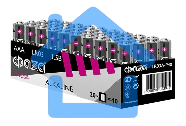 Элемент питания щелочной LR03 Alkaline Pack-40 (уп.40шт) ФАZА 5023024, 1.5 В