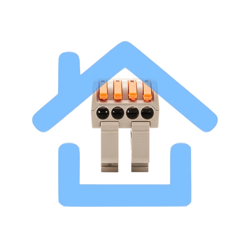 Клемма соединительная многоразовая проходная 4-полюсная, с креплением на DIN-рейку (0,08-4 мм²) серая (50 шт./уп.) Rexant