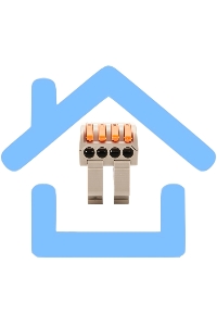 Клемма соединительная многоразовая проходная 4-полюсная, с креплением на DIN-рейку (0,08-4 мм²) серая (50 шт./уп.) Rexant