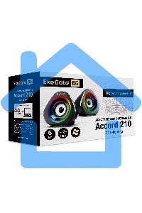 Акустическая система 2.0 ExeGate EX289680RUS Accord 210 (питание USB, 2х3Вт (6Вт RMS), 60-20000Гц, черный, RGb подсветка)
