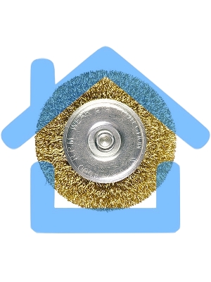 Кордщетка Matrix для дрели 75 мм плоская со шпилькой латунированная витая проволока