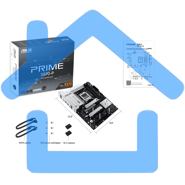 Материнская плата ASUS PRIME X870-P, AM5, AMD X870, 4xDDR5, 2xSATA, 4xM.2, 1xPCIe 5.0 x16, 2xPCIe 4.0 x1, 1xHDMI, 2xUSB-C, 1x 2.5Gb LAN, 4xUSB-A 3.2 Gen 1, 1xUSB-A 3.2 Gen 2, 4xUSB-A 2.0, 3x3.5 мм, 7.1, ATX