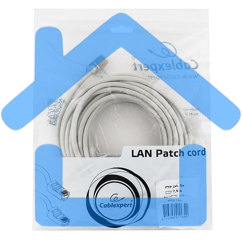 Патч-корд FTP Cablexpert кат.5e, 7.5м, литой, многожильный (серый)