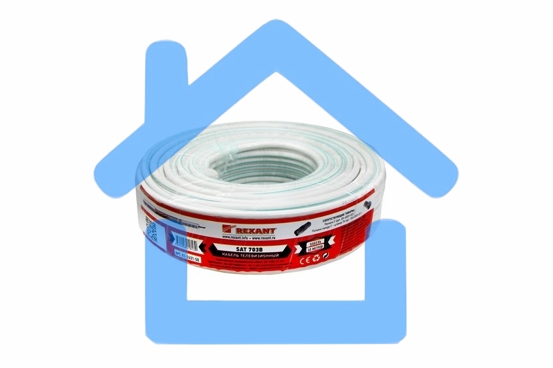 Кабель SAT 703B+Cu/Al/Cu, (75%), 75 Ом, 50м., белый 01-2431-50 Rexant