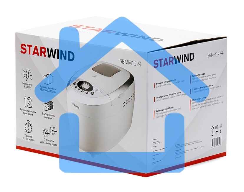 Хлебопечь Starwind SBMM1224 850Вт белый