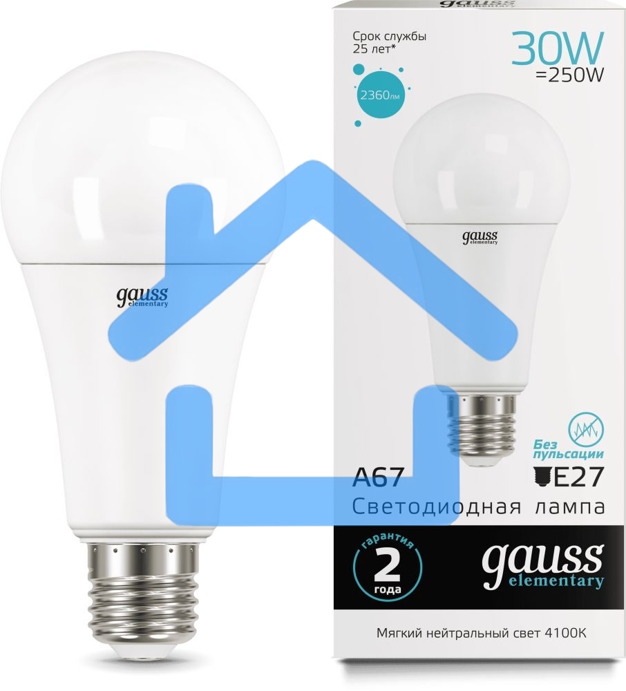 Лампа светодиодная Elementary A67 30Вт E27 4100К Gauss 73229