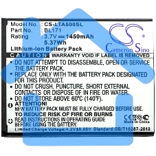 Аккумулятор CameronSinoCS-LTA600SL BL171 для Lenovo A3903.7V / 1450mAh / 5.37Wh