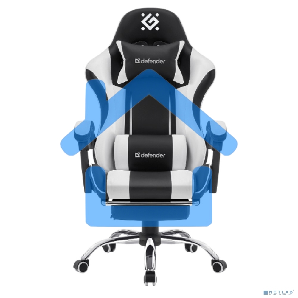 Кресло игровое Defender TIOS черный/белый, PU 64055