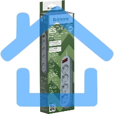 Сетевой фильтр Defender ES Lite, 1.8м, 4 розетки, серый