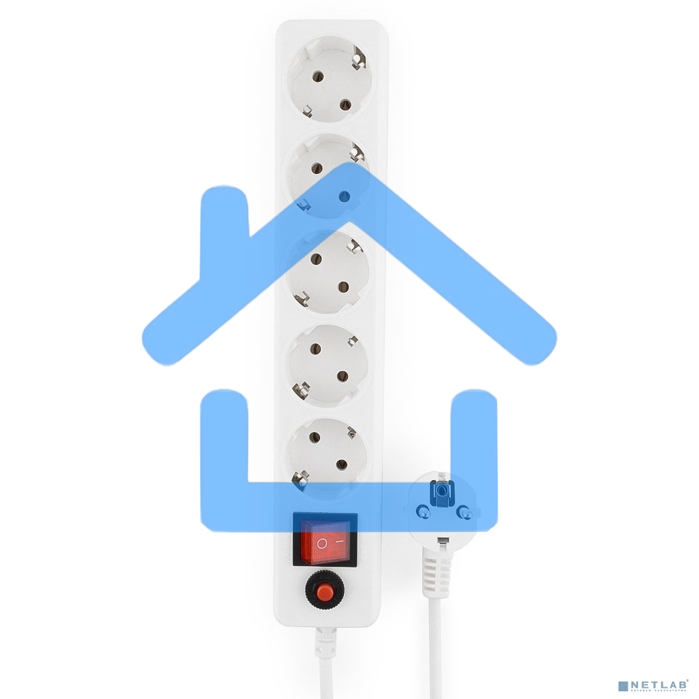 Сетевой фильтр Гарнизон ECL-5-W-1.4, 5р, 10А, 1.4м, ур.защиты 4, белый, пакет