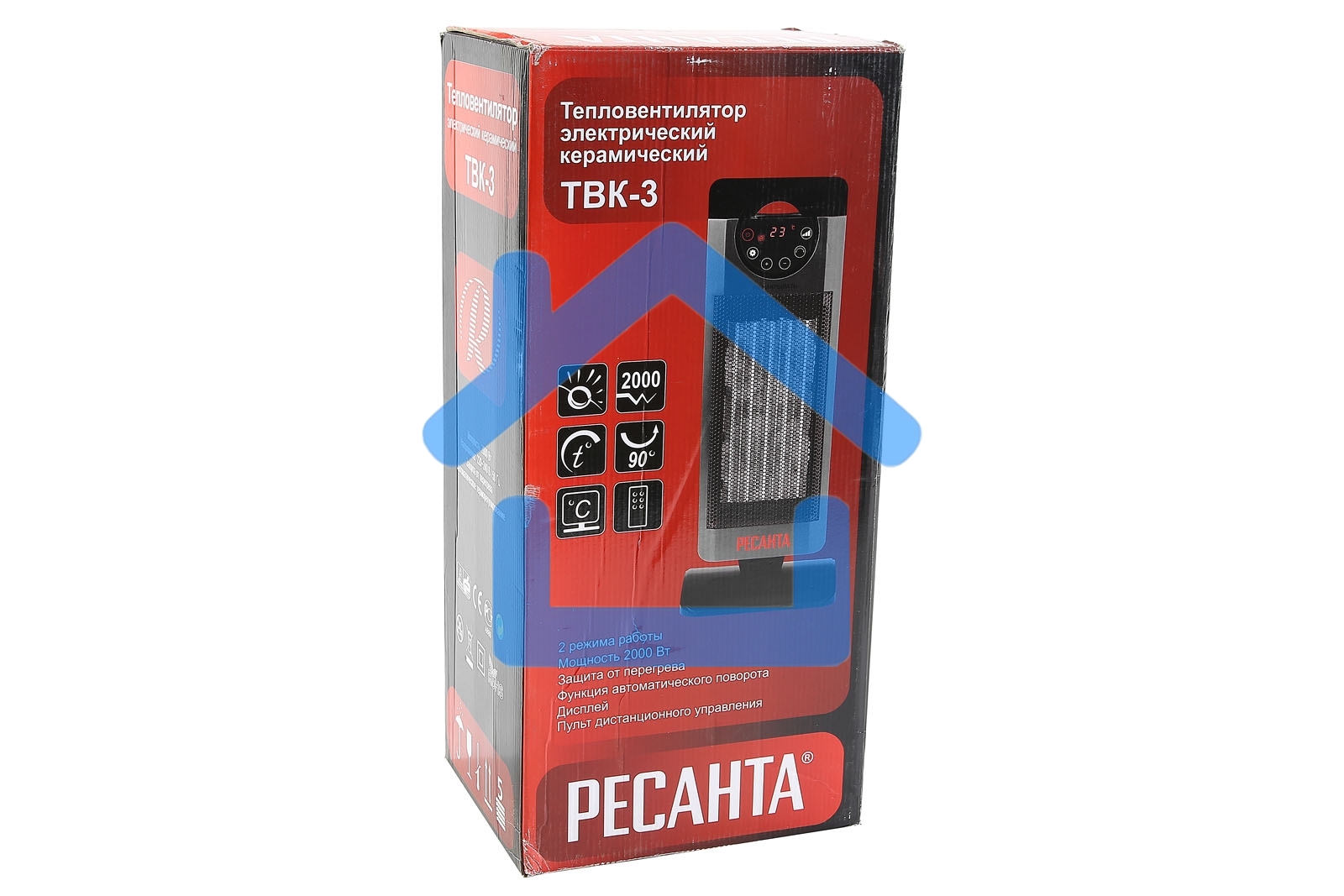 Тепловентилятор Ресанта ТВК-3, серый, 2000 Вт, 20 м2, термостат 67/2/5