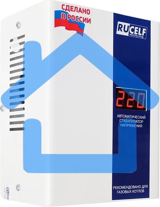 Стабилизатор RUCELFКОТЕЛ-1200 релейный настенный, Активная мощность 1.20 кВт, Тип входного напряжения однофазное 130-265 В, Точность стабилизации 8%, Количество ступеней стабилизации 4, Выходное напряжение 202-238 В, частота 50 Гц, Форма выходного сигнала
