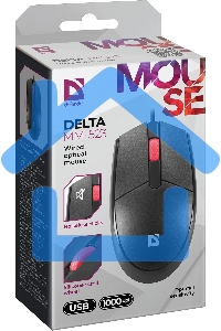 Мышь проводная Defender Delta MM-523 черный, 1000 dpi, USB, кнопки - 3