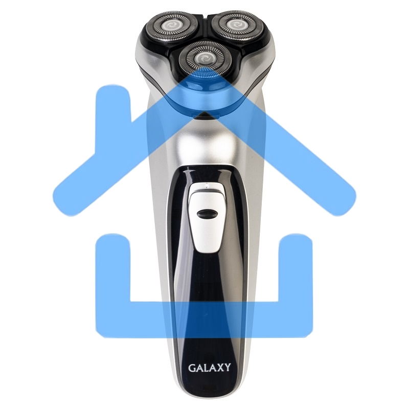 Электробритва Galaxy Line GL 4209, серебряный с черным, роторная, аккумуляторная, 5 Вт, Li-Ion аккумулятор емкостью 600 мА*ч, время непрерывной работы до 1,5 ч, ножи из нержавеющей стали, 3 независимые плавающие головки, возможность промывки бреющего блок