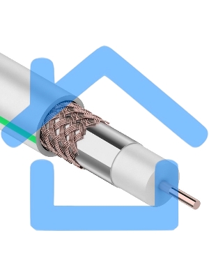 Кабель коаксиальный Rexant SAT 703B, 75 Ом, Cu/Al/Cu, 75%, бухта 10 м, белый