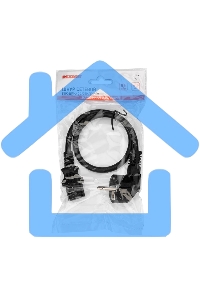 Шнур сетевой, евровилка угловая - евроразъем С13, кабель 3x1,5 мм², длина 0,5 метра, черный (PVC пакет) Rexant