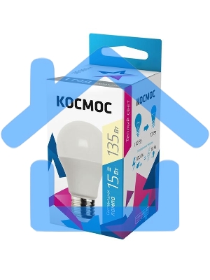 Лампа светодиодная LED BASIC A60 15Вт 220В E27 3000К Космос LkecLED15wA60E2730