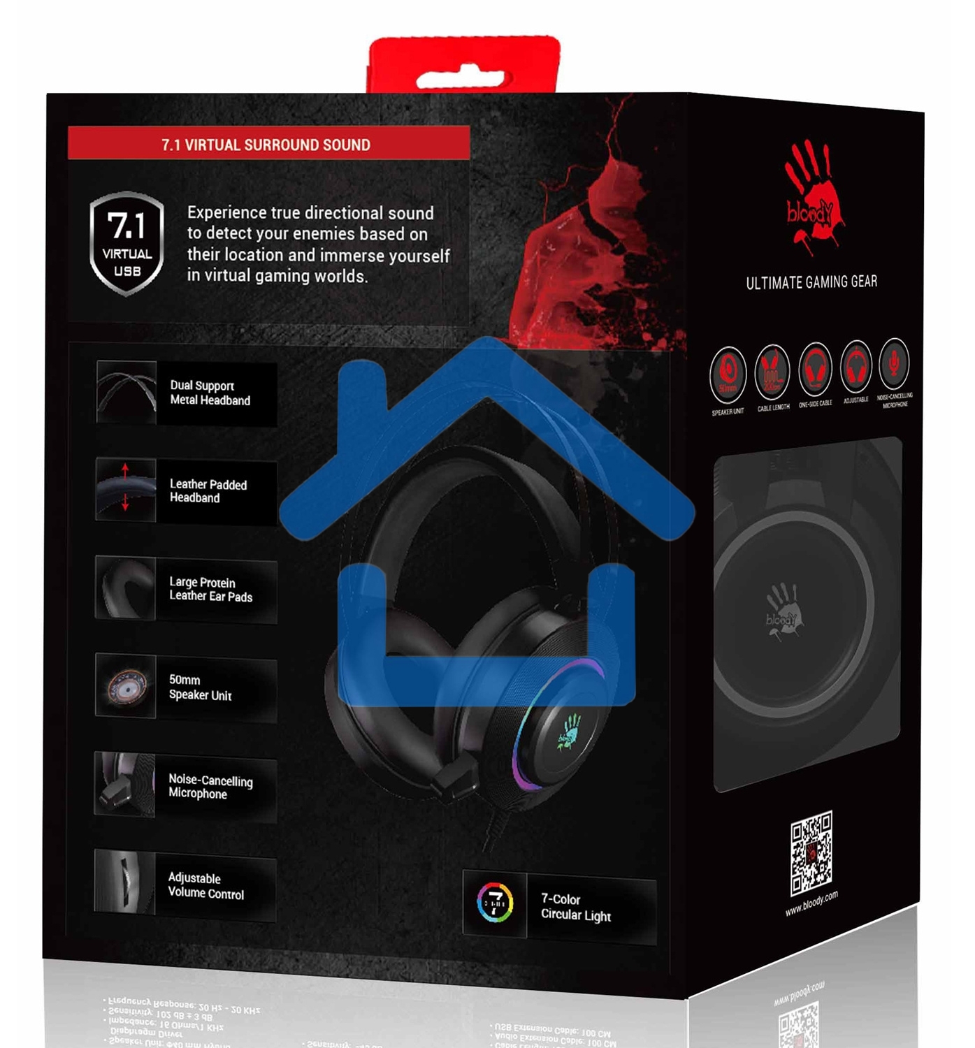 Наушники с микрофоном A4 Bloody G521 черный 2.3м мониторные USB оголовье черный