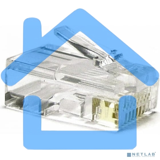Коннектор Hyperline, RJ45(8p8c), кат. 6, неэкр., для одножильного и многожильного кабеля, 100 шт, прозрачный