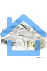 Коннектор Hyperline, RJ45(8p8c), кат. 6, неэкр., для одножильного и многожильного кабеля, 100 шт, прозрачный