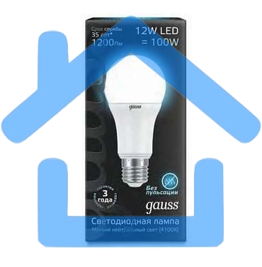 Лампа светодиодная GAUSS LD102502212LED A60 globe 12W E27 4100K