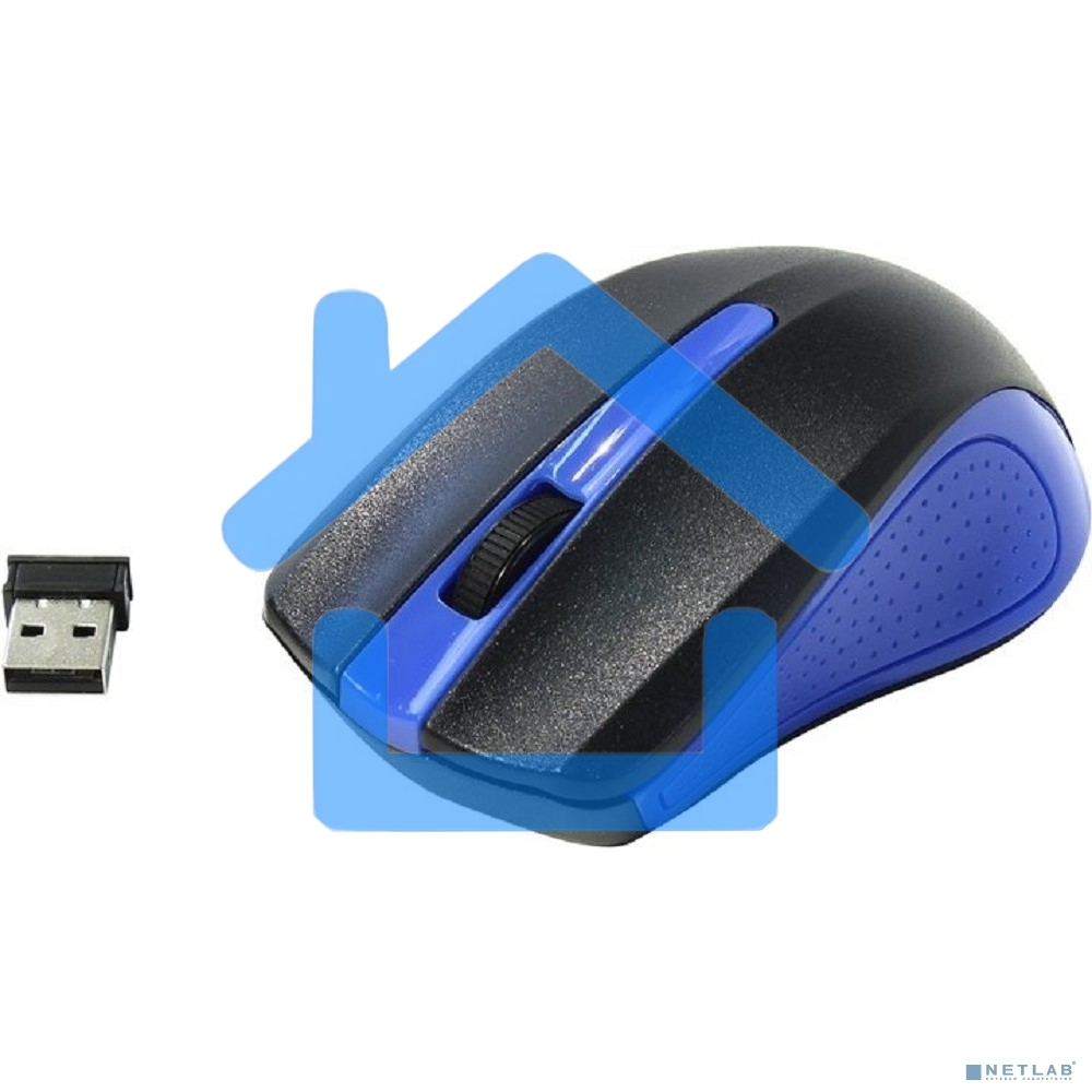 Мышь беспроводная Oklick 485MW черный/синий, 1200 dpi, радиоканал, USB, кнопки - 3