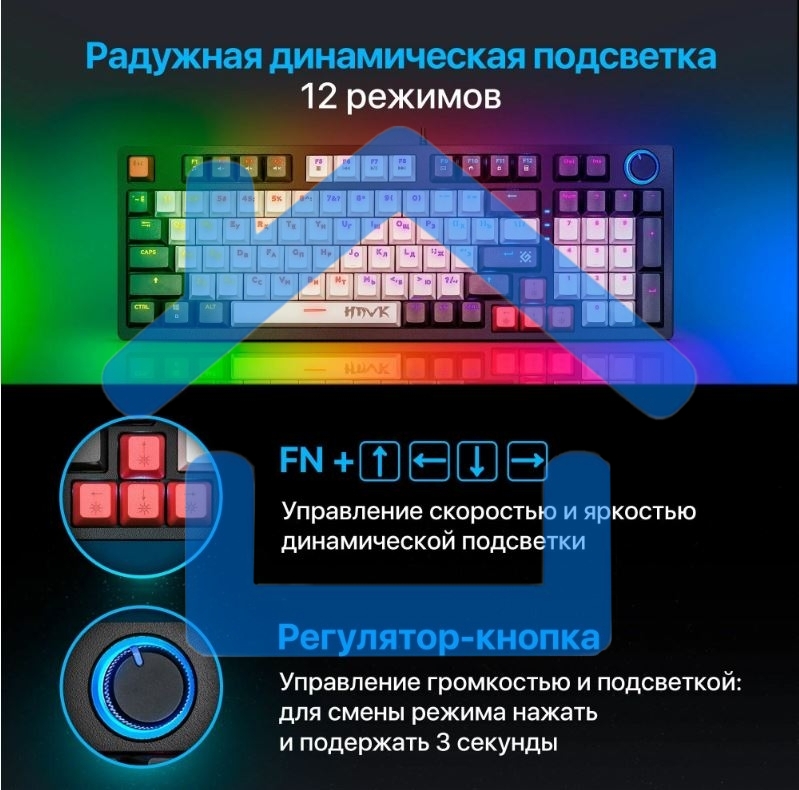 Клавиатура Defender Hawk GK-418 проводная, USB, черный/белый