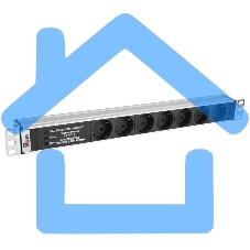 Блок розеток Rem-10 без шнура с фил. и инд., 7 Schuko, вход IEC 60320 C14, 10A, алюм., 19
