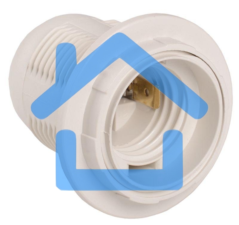 Патрон пластик с кольцом, Е27, белый, стикер на изделии, Iek EPP11-04-01-K01 Ппл27-04-К12