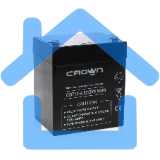 Батарея CROWN CBT-12-4.5, напряжение 12В, емкость4,5 А/Ч, размеры (мм)90х70х101, вес 1,48 кг, тип клеммы - F2, тип АКБ - свинцово кислотная с загущеным электролитом в гель, срок службы 6 лет