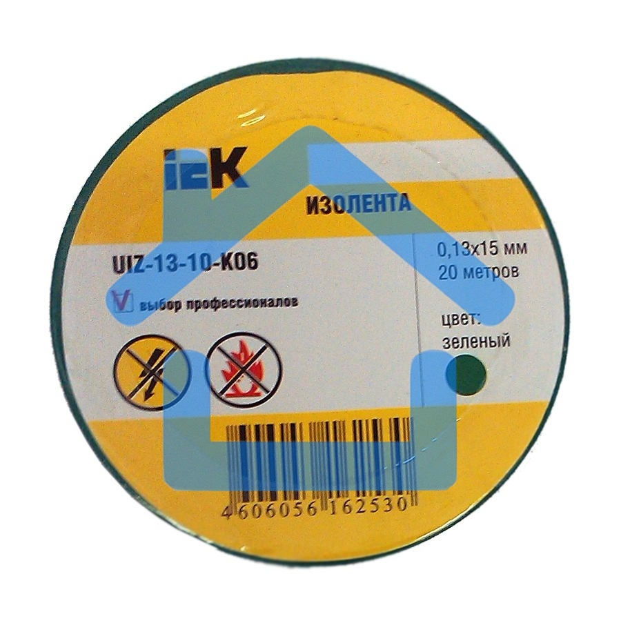 Изолента Iek UIZ-13-10-K06 0,13х15 мм зеленая 20 метров ИЭК