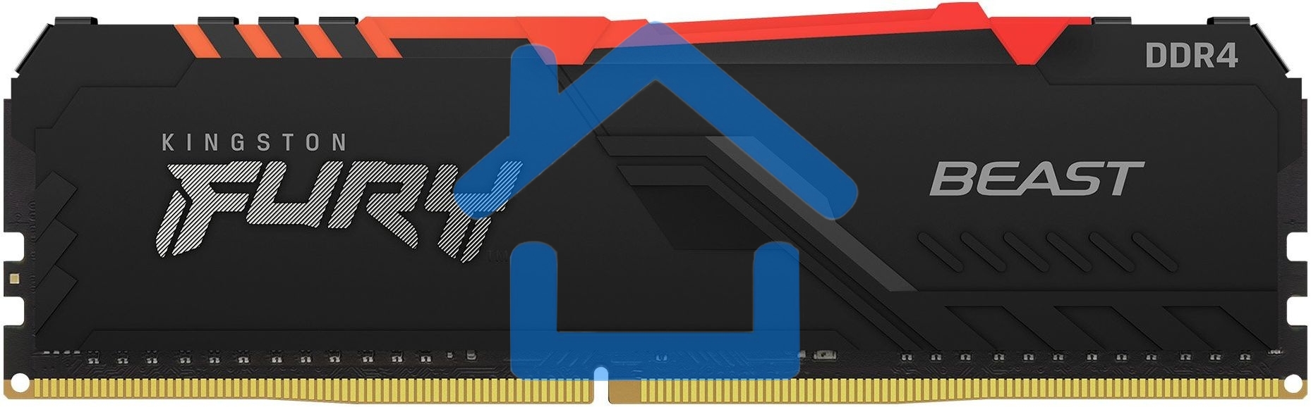 Оперативная память Kingston Fury Beast, DDR4, 16Gb (1x16Gb), 3200MHz, CL16, DIMM, с радиатором, RGB, черный