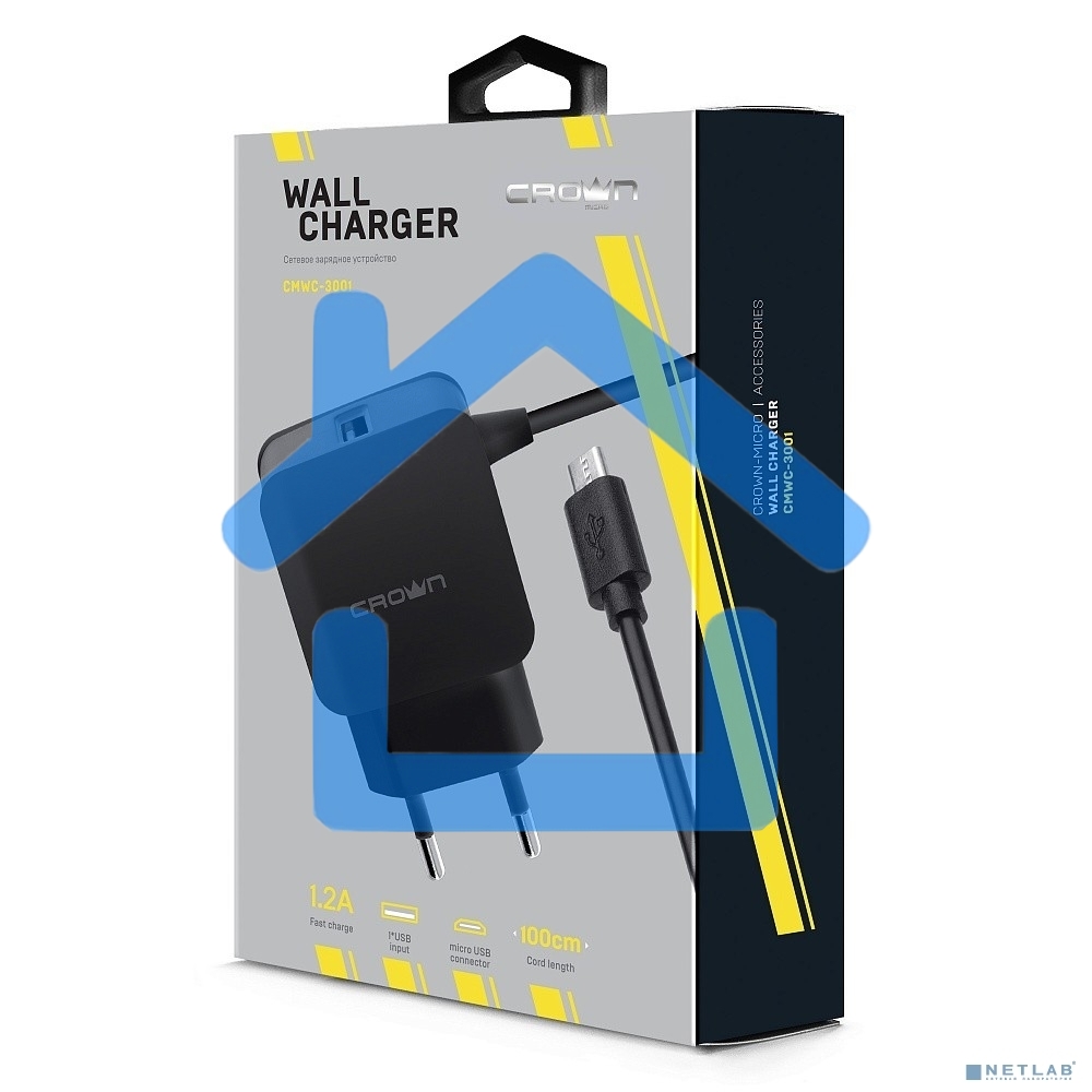 Сетевое универсальное зарядное устройство Crown CMWC-3001 черный