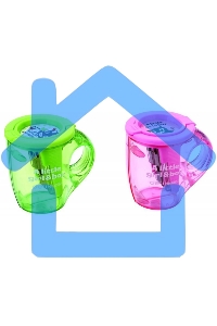 Точилка для карандашей ручная Deli Cup E0551, 2 отверстия, пластик, ассорти, дисплей