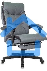 Кресло руководителя Бюрократ CH-824MSG-F серый, эко.кожа/ткань, крестов. пластик, подст. для ног