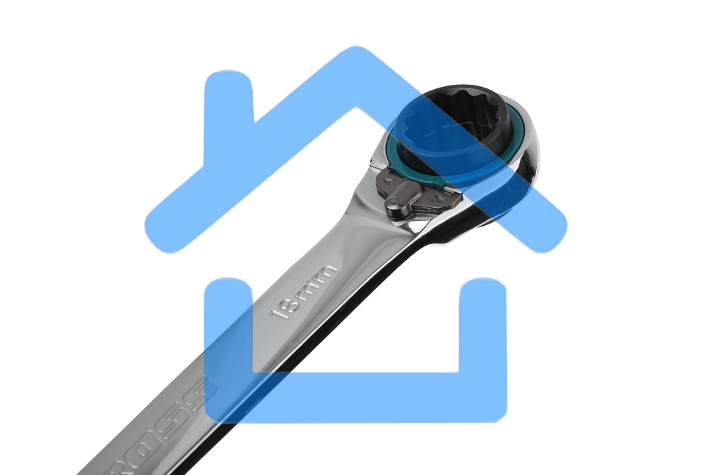 Набор ключей накидных GROSS 14893с трещоткой, 8 - 19 мм, 2 шт., многоразмерные, реверсивные, CrV