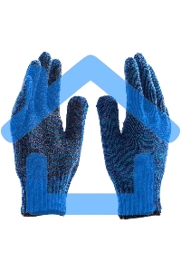 Перчатки трикотажные усиленные, гелевое ПВХ-покрытие, 7 класс, синие, Россия Сибртех