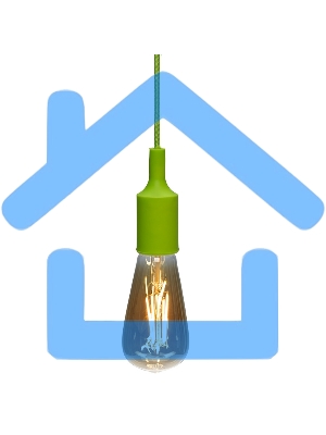 Патрон E27 силиконовый со шнуром 1 м зеленый Rexant