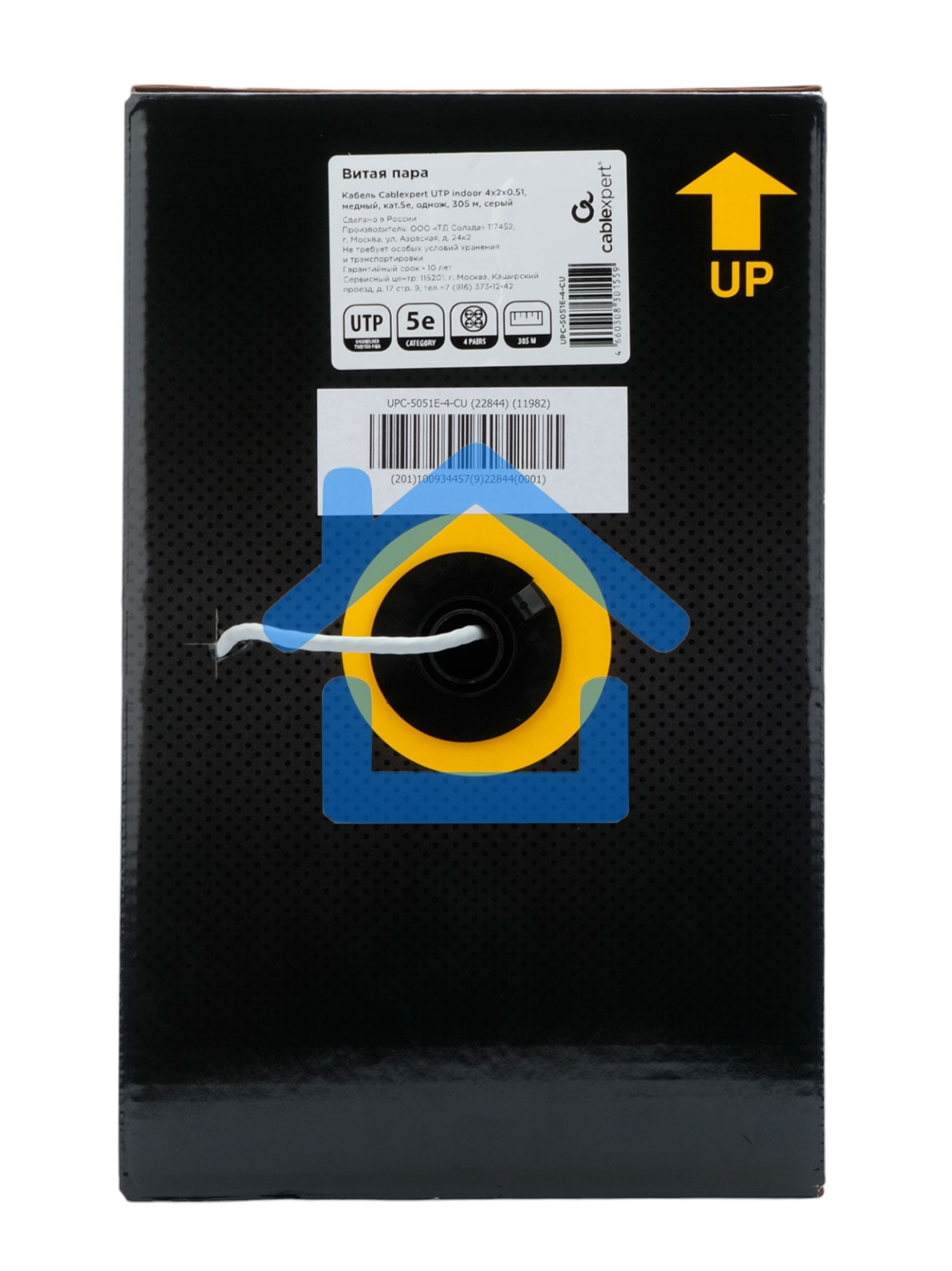 Кабель Cablexpert Россия, UPC-5051E-4-CU, UTP indoor 4x2x0.51, медный, кат.5e, однож., 305м, box, серый