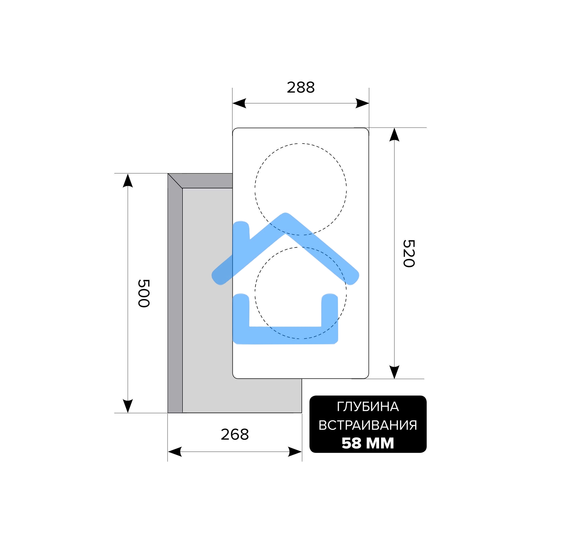 Встраиваемая индукционная варочная панель LEX EVI 320 BL3500Вт 2конф. 58х268х500мм 30см черный