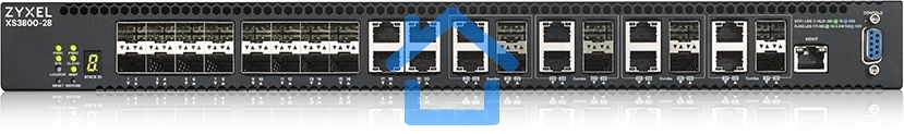 Коммутатор Zyxel XS3800-28 L2+ switch, 4xRJ-45: 1 / 2.5 / 5 / 10G, 8xCombo (SFP: 1 / 10G, RJ-45: 1 / 2.5 / 5 / 10G), 16xSFP +