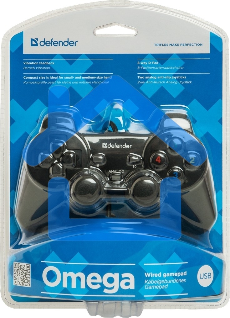 Геймпад Defender Omega USB, Проводной геймпад, 12 кнопок, 2 стика