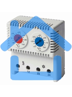 Термостат сдвоенный диапазон темп. для NC контакта: 10-50градС; для NO: 20-80град.C ДКС R5THRV13