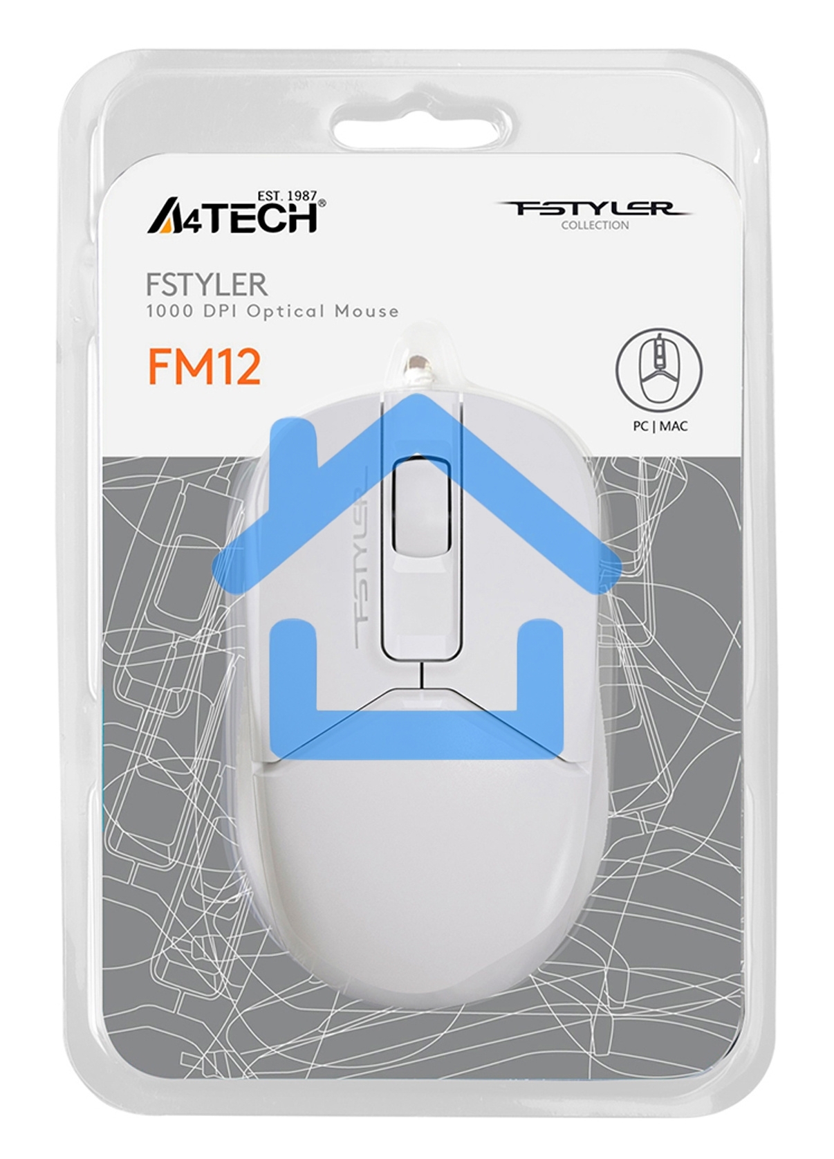 Мышь проводная A4Tech Fstyler FM12S белый, 1200 dpi, USB, кнопки - 3